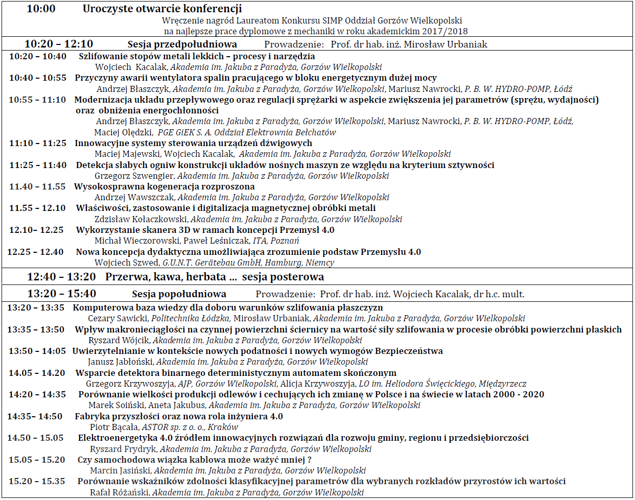 Przemysł 4.0 - program konferencji